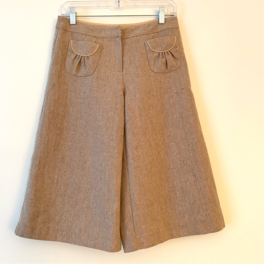TABITHA. Tan Culotte with patch pockets. Wool ble… - image 1